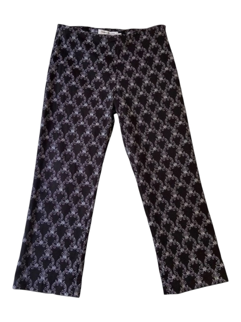 Debbie Shuchat cropped trousers pants stretchy cotton embroidery black white 6